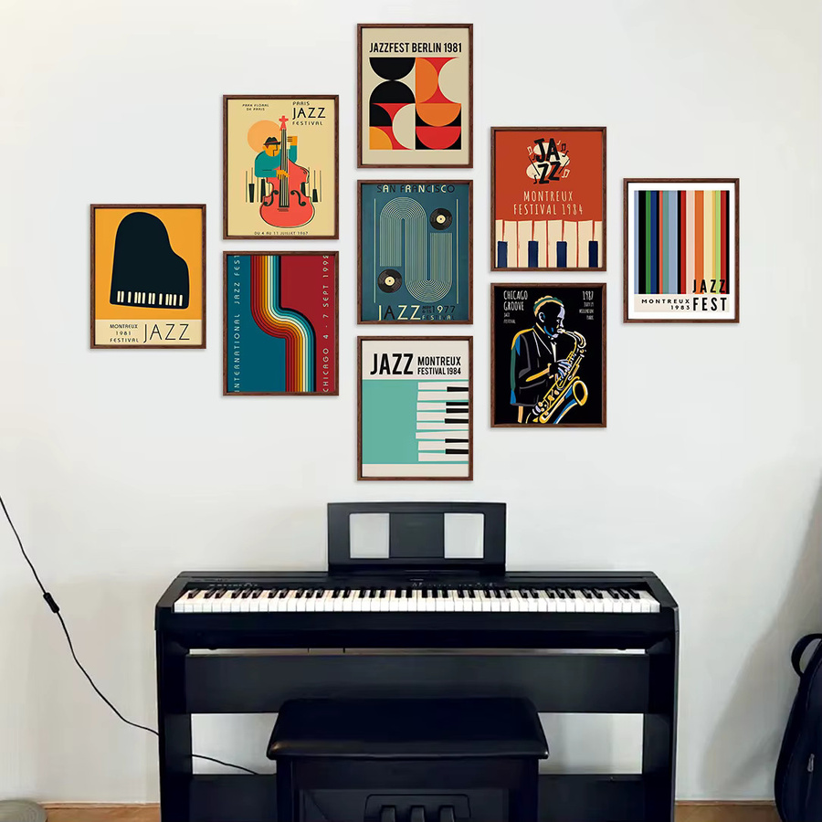 FajerminArt Jazz-Musik-Poster im Vintage-Stil als dekorative Wandkunst, mehrfarbig, ungerahmt - Bild 2