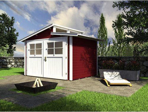 WEKA Holz-Gartenhaus 226 Gr. 2 in Schwedenrot mit Pultdach und modernem Design, B/H/T: 267 x 252 x 261 cm - Bild 3