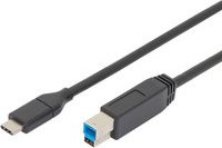 DIGITUS USB-C auf USB-B Anschlusskabel USB 3.2 Gen 1, Schwarz, Länge: 1,80 m - Bild 1