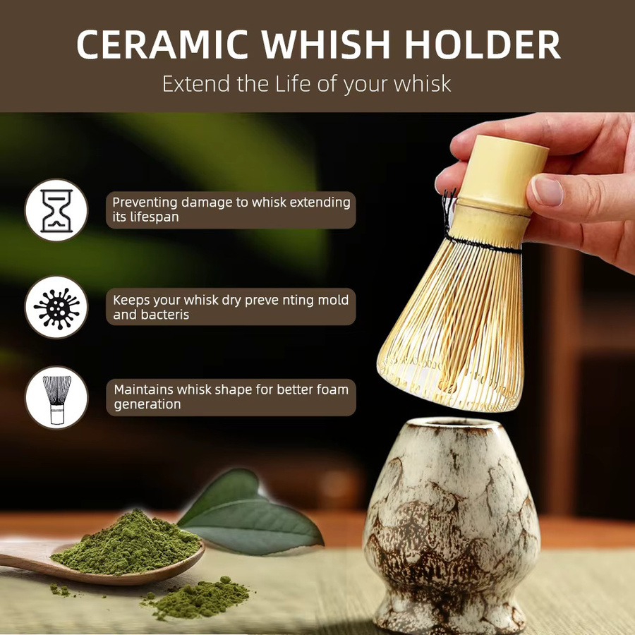 6-teiliges japanisches Matcha Tee-Set von MYVIT aus Bambus in Türkis mit Schale und Zubehör - Bild 3