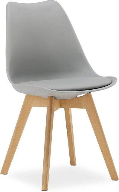 Homestyle4u Küchenstuhl in Grau mit skandinavischem Design aus Kunstleder und Buchenholz - Bild 1