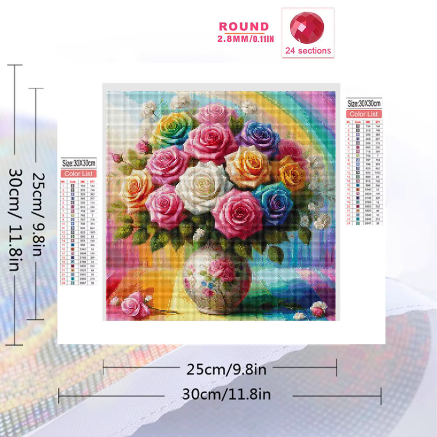 Evershine Diamond Painting Set Rose Wandkunst mit Vollbohrern in Mehrfarbig, B/H: 20 x 20 cm - Bild 2