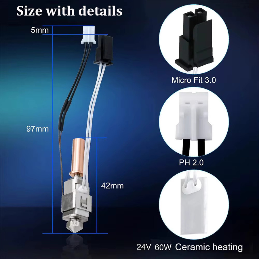 Anycubic Upgrade-Hotend-Kit für Kobra 2, Kobra 2 Neo, Pro, Max und Plus mit 24 V 60 W Keramikheizung für den 3D-Drucker-Druckkopf - Bild 2