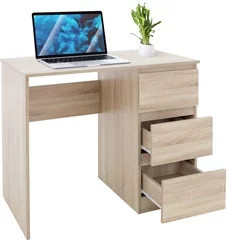 Schreibtisch ML-Design in Sonoma-Eiche mit drei Schubladen, B/T/H: 90 x 50 x 76 cm - Bild 1