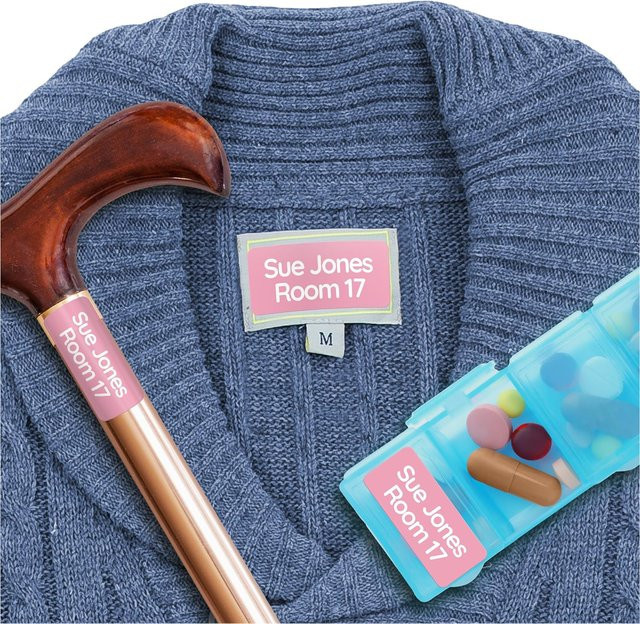Personalisierte Namensetiketten für Kinder von Binchi Outdoor Product, selbstklebende Stoff-Namensaufkleber ohne Bügeln, wasserdicht und waschbar, Farbe: Pink - Bild 1