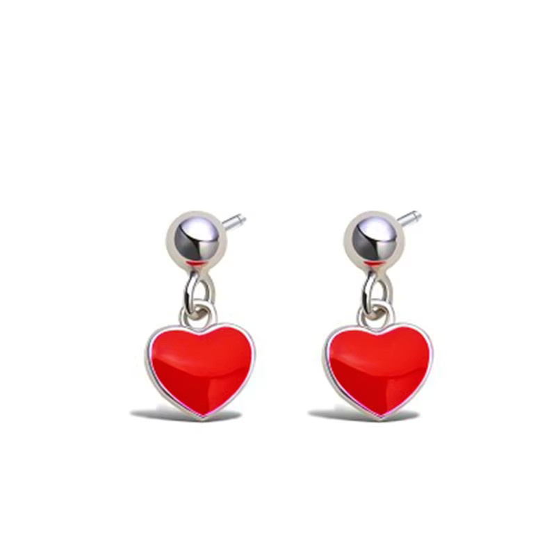 Ohrstecker GaGa-Duck, 925 Silber, rote Herz, Perle, Unisex - Bild 5