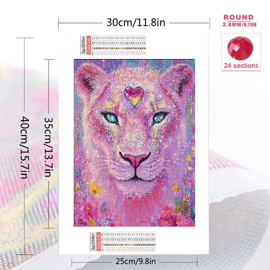 EverShine 5D-DIY Diamant-Stickerei Set Löwe mit Liebesherz, Mosaik-Gemälde aus bunten Strasssteinen, B/H: 20 x 30 cm - Bild 2