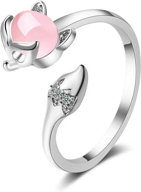 POMOiii Offener Ring, Synthetischer Opal Fuchs, weiß, Damen - Bild 1
