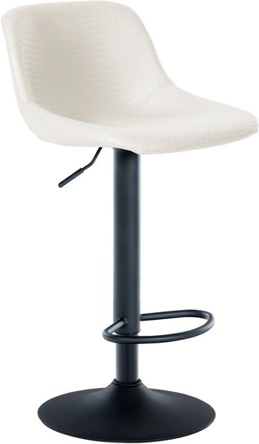 DELUKE Barhocker HODOR Barstuhl aus Kunstleder in Creme, höhenverstellbar und drehbar mit Lehne, B/T/H: 43 x 49 x 79 cm - Bild 1
