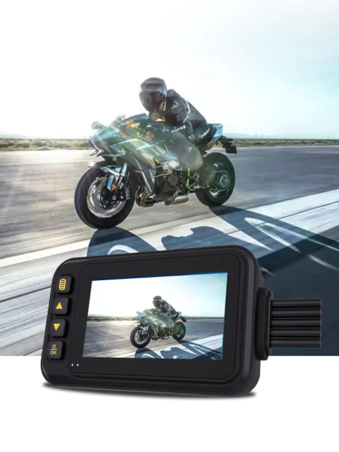 Bytelike Motorrad Dashcam in Schwarz mit 3,0 Zoll Display, 720P Dual Kamera vorne und hinten, wasserdicht, inklusive Kabel und Fernbedienung, ohne Speicherkarte - Bild 7