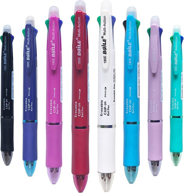 LCOMMO 5-in-1 Löschbarer Gelstift mit magischer Tinte in Blau, Schwarz, Rot und Grün, 0,7 mm Schreibstift im Kawaii-Design - Bild 1