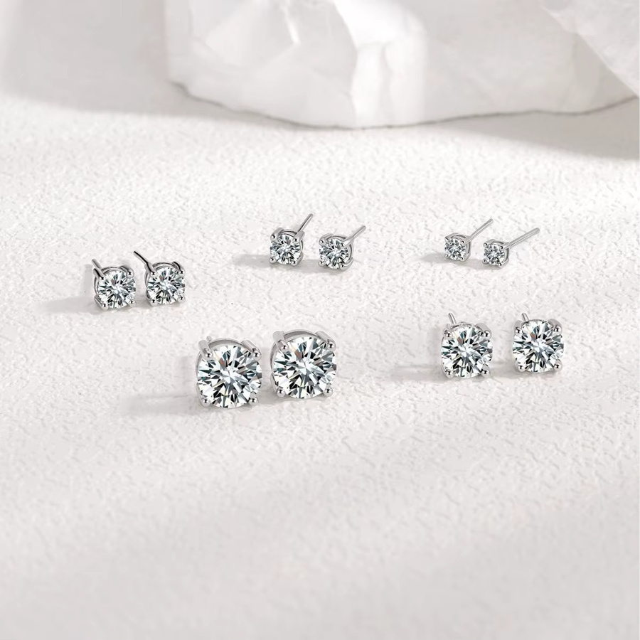 BIJOX STORY Ohrstecker Moissanit, 925 Sterlingsilber, 18k Weißgold plattiert, Damen - Bild 3