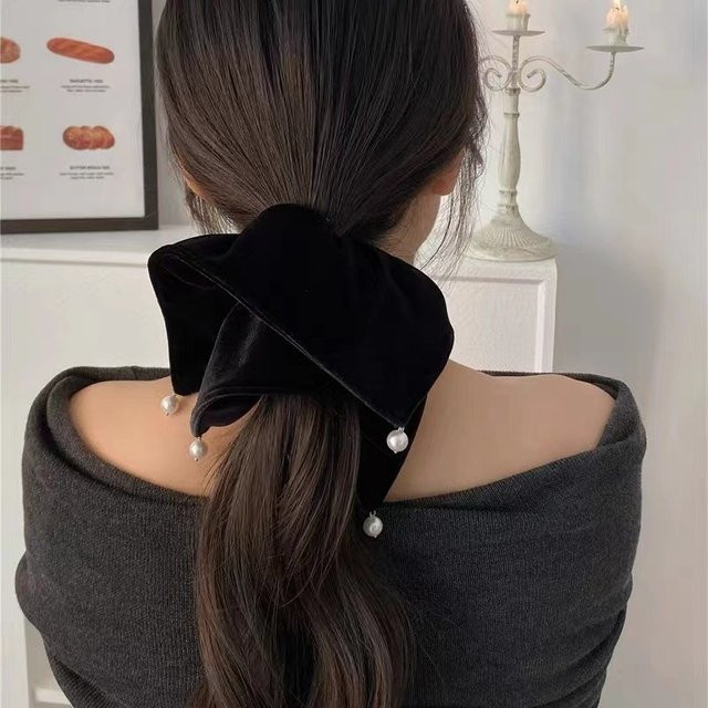 JIAONUOER Haar Scrunchie, Samt, Perle, Damen - Bild 1