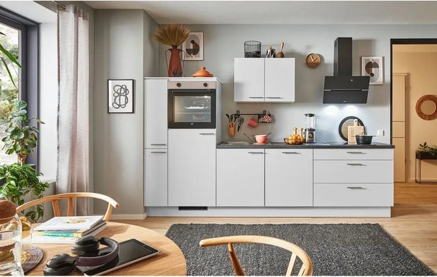 pino Küchenzeile Lichtgrau mit Seitenschrank und Geräteanschluss, Breite: 280 cm, Höhe: 174 cm, Tiefe: 60 cm - Bild 1