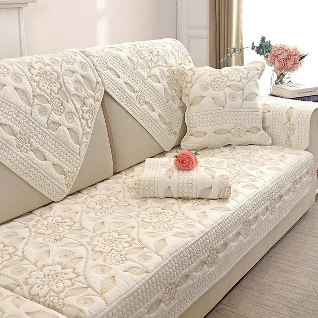 Doppelseitiger Sofabezug aus Baumwolle von Super Six, wasserabweisend und rutschfest, Jacquard-Design, B/B/H: 90 x 90 cm - Bild 1