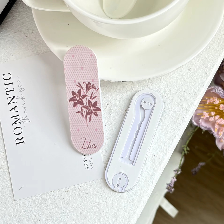 Samsung Fingerringhalter mit Lilienblumen-Design in Schwarz-Rosa für iPhone und Samsung Smartphones - Bild 2