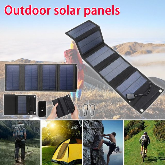 Tragbares Solarpanel 200W mit USB-A und USB-C Anschlüssen in Schwarz für Camping und Wandern - Bild 1