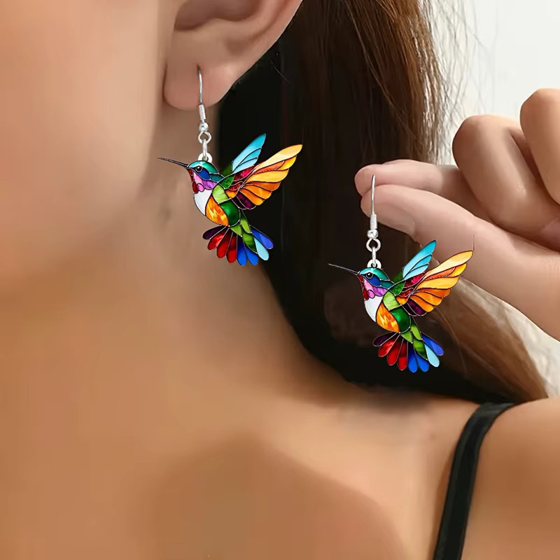 FTCY Ohrringe, Acryl, Bunt, Kolibri, Damen - Bild 2