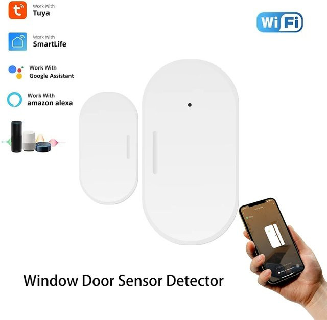 Tuya Zigbee Türsensor Smart Home Sicherheits-Fensterdetektor als automatischer Magnetkontaktsensor für Schiebetüren in Weiß, kompatibel mit Alexa und Google Home - Bild 1