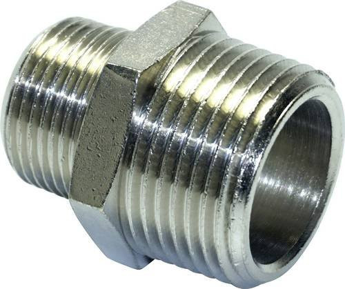 Aerotec Druckluft-Doppelnippel aus Messing in Silber - Bild 1