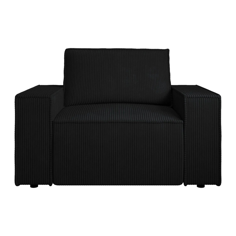 Vente-unique Sessel Amelia mit gerader Rückenlehne und Armlehnen in Schwarz Cord, Breite: 120 cm - Bild 2