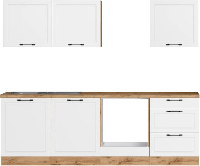Held Küchen Küchenzeile Kempten in Landhaus Optik, Farbe Weiß, Breite: 240 cm - Bild 1