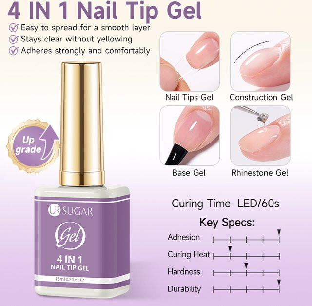 UR SUGAR 4-in-1 Nagelspitzen-Gel, 15 ml, Glänzend - Bild 1