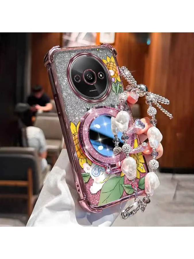 A3 Happy Rabbit Handyhülle mit Lanyard für Redmi A3 A3 Pro A1 9 Activ 9C 9A Sport 9 Prime 9 9i 9A 9AT in Silber und Multicolour - Bild 5