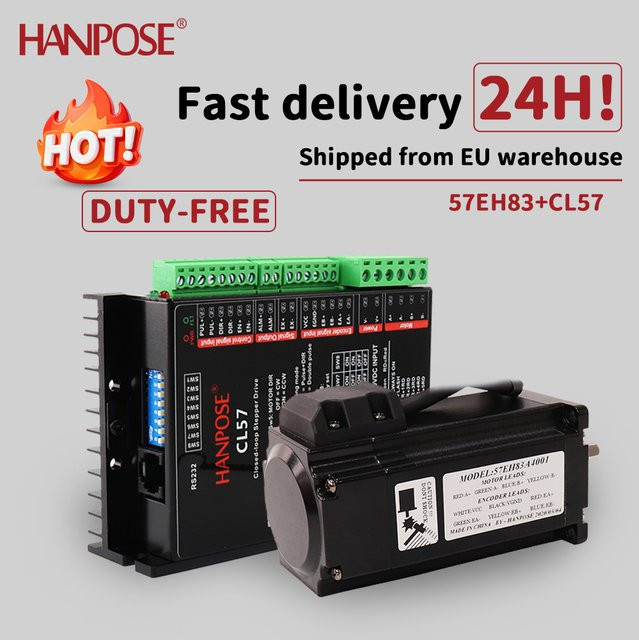 HANPOSE NEMA23 Schrittmotor Kit 57EH83-CL57 mit geschlossenem Regelkreis in Schwarz für CNC-Fräsmaschinen, 4,0A, 2,6N.m - Bild 1