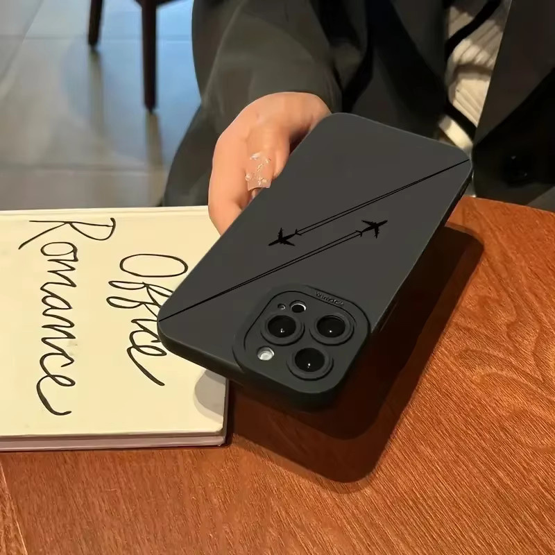 Stoßfeste Handyhülle mit Flugzeugmuster für iPhone 15 Pro Max 14 13 12 11 XS XR X 7 8 Plus SE 2020 Mini in Schwarz - Bild 3