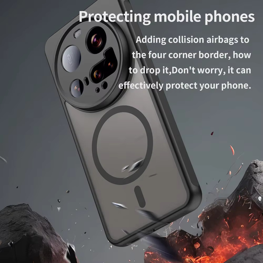 Matte und durchscheinende magnetische Handyhülle für Xiaomi 15 Ultra mit MagSafe Kompatibilität und Slim Drop Protect in Schwarz, Grün oder Transparent - Bild 3
