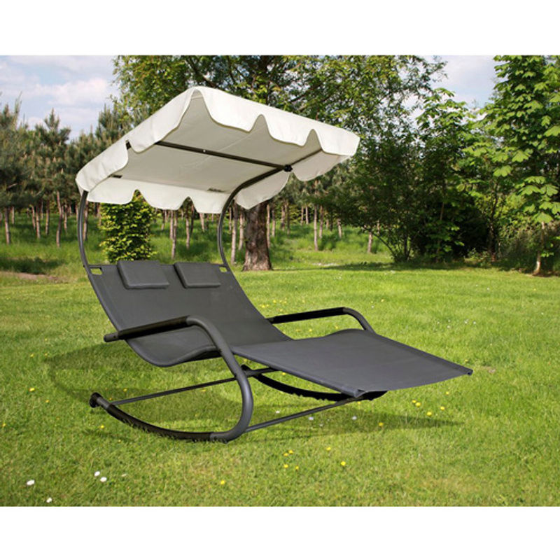 GARDEN PLEASURE Schaukelliege Serifos in Schwarz mit Sonnen canopy aus Stahl und Textil - Bild 2