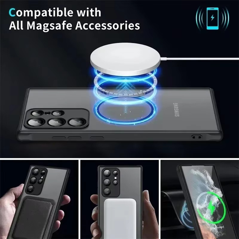 Magnetische Handyhülle mit Linsenschutz und Stoßfestem Cover für Samsung Galaxy S26 S25 S24 S23 Ultra Plus FE in Schwarz und Blau mit kabellosem Laden - Bild 4