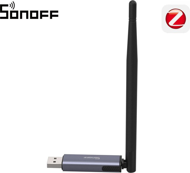 SONOFF Dongle Plus MG24 Zigbee Gateway und Thread USB Dongle mit EFR32MG24 Chip, High-Gain Antenne, Schwarz/Silber - Bild 1