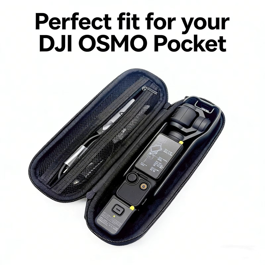 BMUUPY Tragbare Aufbewahrungstasche für DJI OSMO Pocket 4 3 2, Wasserdichte und Stoßfeste Reise-Schutzbox aus PU-Leder, Schwarz - Bild 3