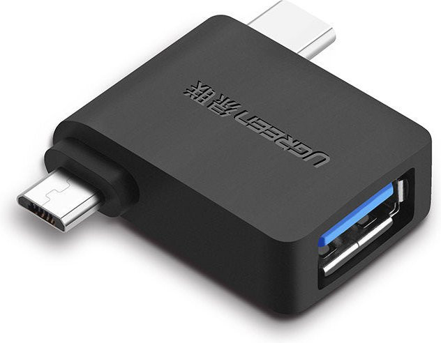 UGREEN OTG Adapter von MicroUSB oder USB-C auf USB-A, Schwarz - Bild 1