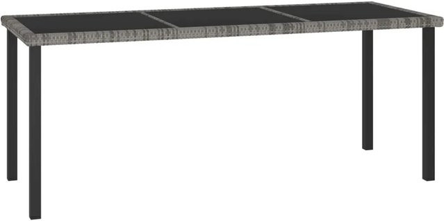 Furnicato Garten-Esstisch aus Poly-Rattan und gehärtetem Glas in Grau, B/T/H: 180 x 70 x 73 cm - Bild 1