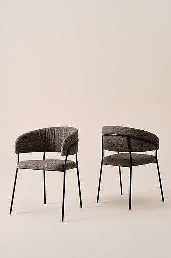 Jotex VIKEN Stuhl im 2er-Pack aus Bouclé-Stoff in Grau und Braun für Esszimmer und Küche - Bild 1