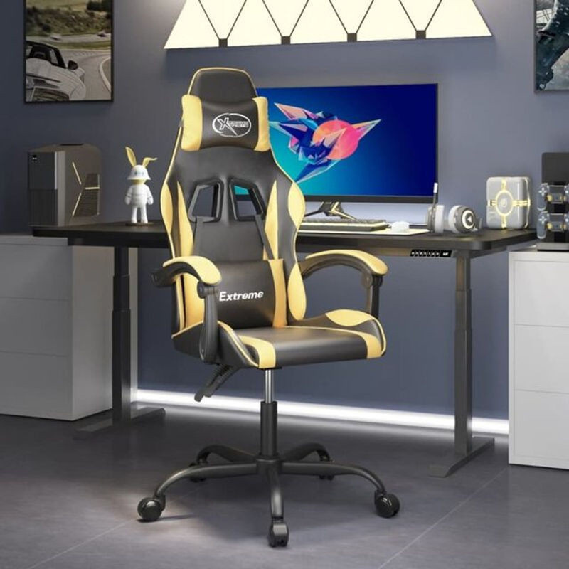 vidaxl Gamingstuhl aus Kunstleder in Schwarz und Gold - Bild 1