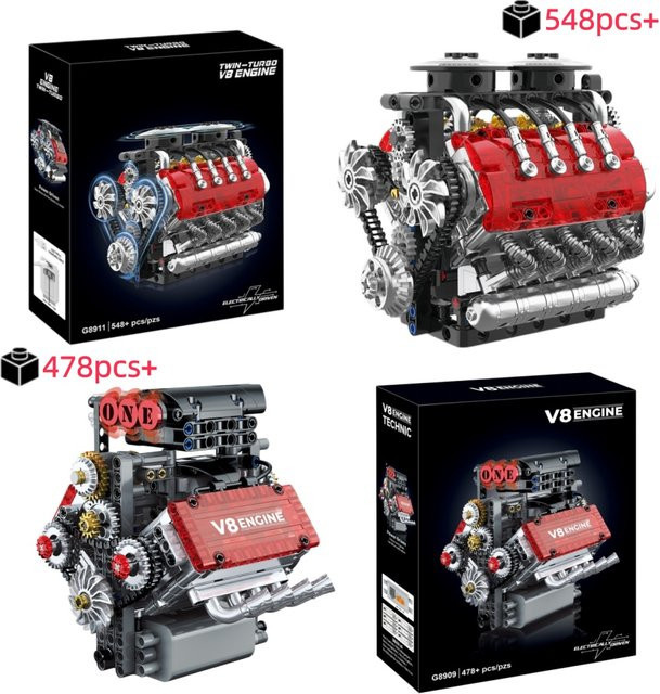 yaafun MOC Mechanisches Turbinen-V8-Motormodell, Bausteine, DIY Montage-Set - Bild 1