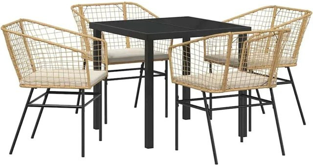 vidaXL Garten Essgruppe 5-teilig aus Poly-Rattan in Braun mit Tisch und Stühlen - Bild 1