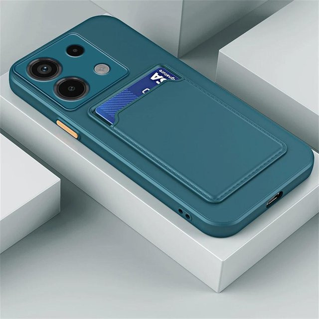 Silikon Handyhülle mit Kartensteckplatz und Geldbörse für Xiaomi Redmi Note 13 4G in Blau - Bild 1