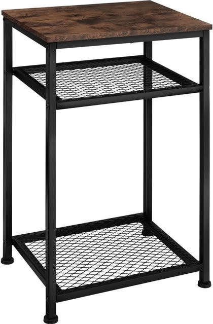 tectake Beistelltisch York Industrial Style in Dunkelbraun mit 2 Gitterablagen, B/T/H: 45,5 x 36,0 x 75,5 cm - Bild 2