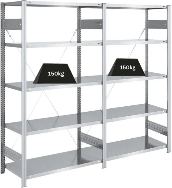 PROREGAL Schwerlastregal Silver Mamba, verzinkter Stahl, 5 Ebenen, H x B x T: 200 x 200 x 50 cm, 150 kg Fachlast pro Ebene - Bild 1