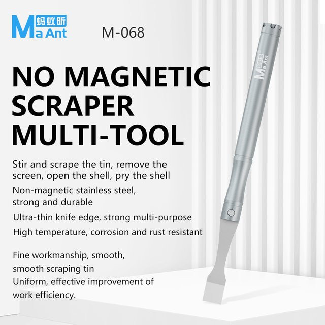 MaAnt M-068 Zinn Schaber Lotpaste Spudger und Pry Tool in Silber für Handy, Laptop und BGA Reballing Demontage - Bild 1