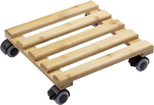 Metafranc Pflanzenroller aus Bambus in Braun mit 4 Lenkrollen, Traglast max. 60 kg, B/T/H: 30 x 30 x 7,4 cm - Bild 1