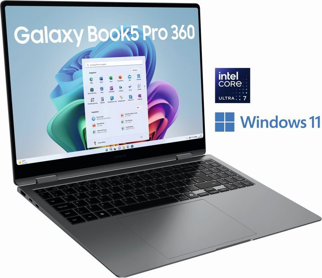 Samsung Galaxy Book5 Pro 360 2-in-1 Convertible Notebook, 16 Zoll WQXGA+, Intel Core Ultra 7, 32 GB RAM, 512 GB SSD, Grau - Bild 1