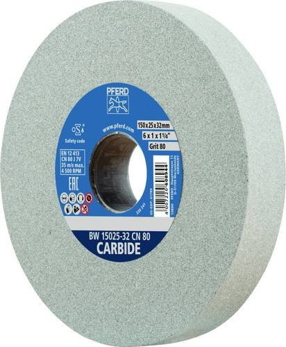 PFERD Schleifbockscheibe grau SiC80 für harte Materialien wie Hartmetall Durchmesser: 150 mm, Breite: 25 mm, Bohrung-Ø: 32 mm - Bild 1