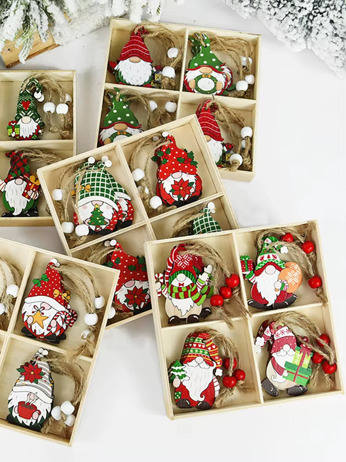 ZQNYCY 12er Set Weihnachts Zwerge Holz Anhänger Multicolor zur Dekoration für Weihnachten und das Neue Jahr - Bild 5