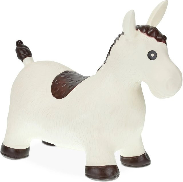 Relaxdays Aufblasbares Hüpftier Pferd aus BPA-freiem PVC in Weiß und Dunkelbraun, B/T/H: 46 x 25 x 53 cm - Bild 1